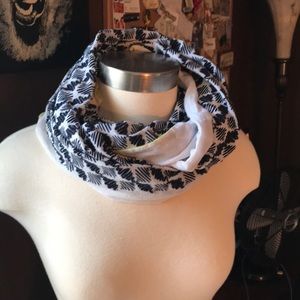 J.Crew navy and white embroidered infinity scarf